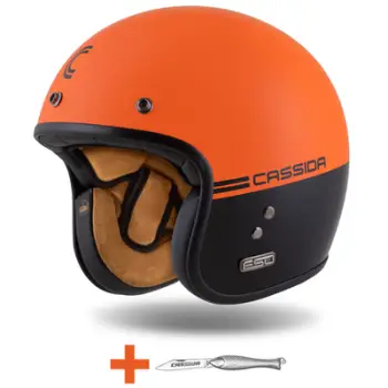 Helmetë moto CASSIDA Eso Super Hooligan, fibër xhami, ECE 22.06, e zezë portokalli pearl