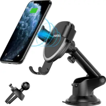 Mbajtëse telefoni për makinë Choetech, karikues wireless 10W, e zezë