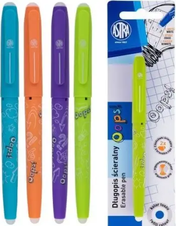 Stilolaps i fshirshëm Astra Oops Erasable Pen, majë 0.6mm, bojë blu