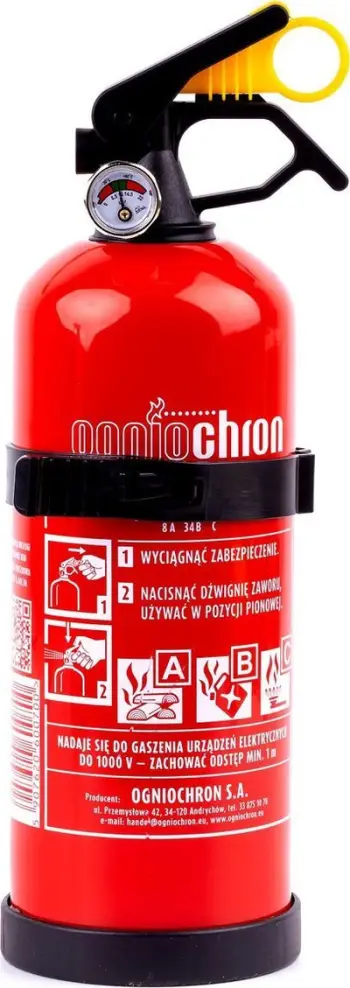 Fikës zjarri Ogniochron ABC 1kg, me manometër, me mbajtëse, i kuq