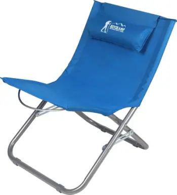Karrige plazhi Royokamp Deckchair, palosëse, me shpinore të lartë, blu