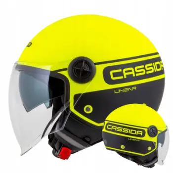Helmetë moto Cassida Handy Plus Linear Jet, madhësia M, e verdhë e zezë matt