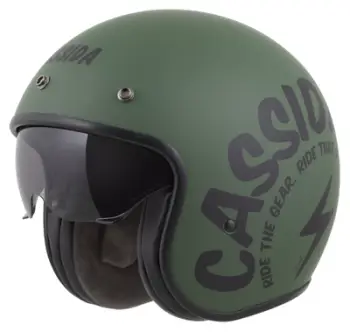 Helmetë moto Cassida Oxygen 2.0 Gear, e hapur, vizor dielli, jeshile mat e zezë