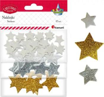 Ngjitëse shkumë me shkëlqim Titanum Stars Mix, 45 copë, yje, shumëngjyrëshe