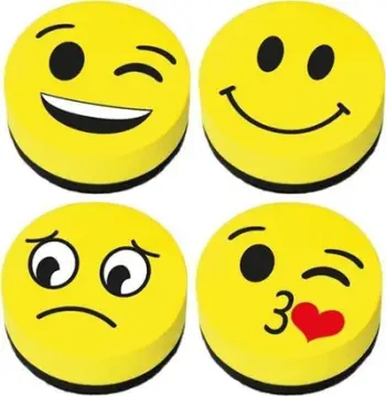 Sfungjerë magnetikë për tabelë Hasta Emoticon, set, të shumëngjyrshëm