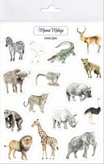 Ngjitëse Mama Paints African Animals, kafshë afrikane, fletë 15x20 cm, shumëngjyrëshe