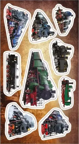 Ngjitëse Ranok Stickers Steam Locomotives, set me 10 copë, motive lokomotivash, shumëngjyrëshe