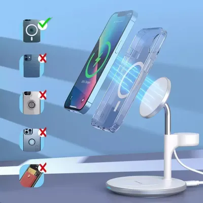 Karikues wireless MagSafe Choetech 3 in 1, 15W, për iPhone Apple Watch AirPods, i bardhë - 5