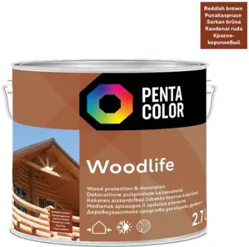 Llak impregnues për dru Pentacolor Woodlife, 2.7L, kafe e kuqërremtë