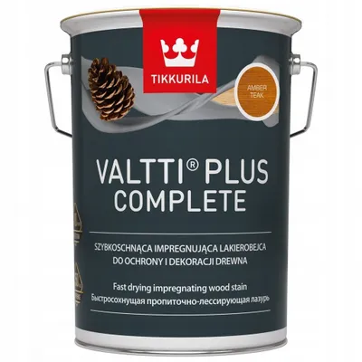 Llak lazurë për dru Tikkurila Valtti Plus Complete, 5L, Amber Teak - 1