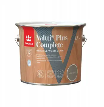 Llak mbrojtës për dru Tikkurila Valtti Plus Complete, 2.5L, për përdorim të jashtëm, gri e hirtë
