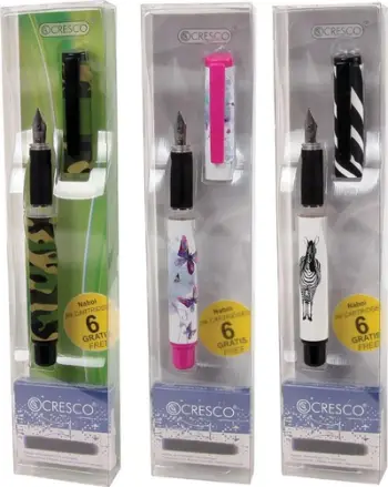 Stilolaps me pendë Cresco Fountain Pen Go Pen, set me 6 patrona boje, për fëmijë