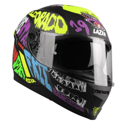 Helmetë moto LAZER Rafale Mexicana, polikarbonat, vizor dielli, e zezë multicolor - 1