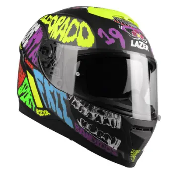 Helmetë moto LAZER Rafale Mexicana, polikarbonat, vizor dielli, e zezë multicolor