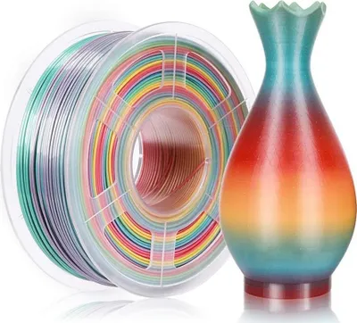 Filament 3D SUNLU Silk PLA+ Rainbow 06, 1.75mm, 1kg, shumëngjyrësh - 2