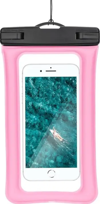 Mbajtëse ujërezistente për telefon Partner Tele.com Waterproof Case AIRBAG, universale, mbyllje plastike, rozë