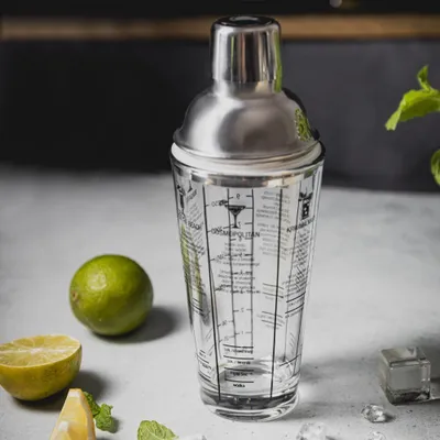 Shaker koktejli Klausberg, xhami, 400 ml, me receta, transparent - 3