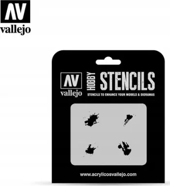 Shabllon Vallejo Stencils Texture Effects Petrol Spills, efekte teksture, i ripërdorshëm, transparent