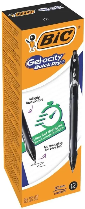 Stilolaps me xhel BIC Gelocity, 0.7mm, paketë 12 copë, i zi