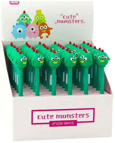 Stilolaps me xhel Cute Monster, mekanizëm tërheqës, shumëngjyrësh - 3
