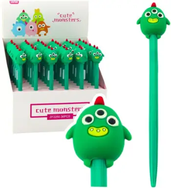 Stilolaps me xhel Cute Monster, mekanizëm tërheqës, shumëngjyrësh