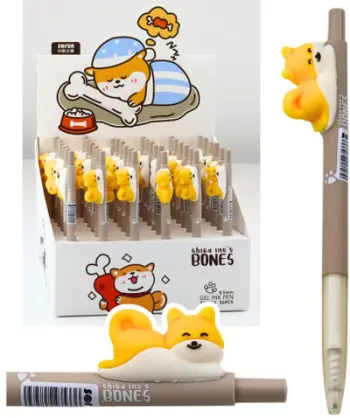 Stilolaps me xhel Shiba Dog, figurë silikoni, majë 0.5mm, bojë e kaltër