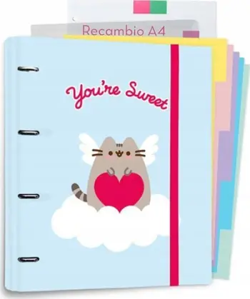 Dosje unazore Pusheen Purrfect Love, A4, 4 unaza me fletë, me gomë elastike