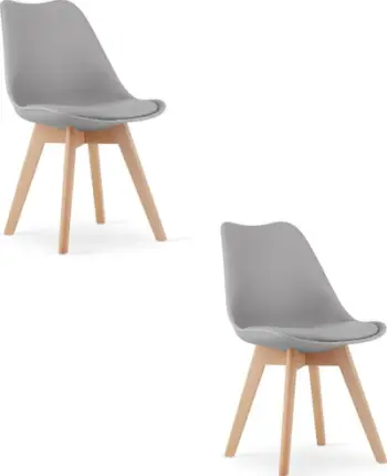 Karrige yemek Mark, set 2 copë, jastëk eko lëkurë, gri