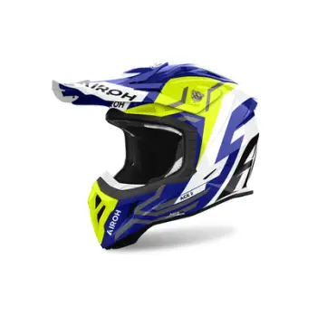 Helmeta motocross Airoh Aviator Ace 2 Sake, madhësia XL, bardhë blu verdhë