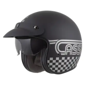 Helmetë motoçiklete Cassida Oxygen Rondo 2.0, e hapur, me vizor dielli, e zezë mat argjendi, XS