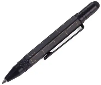 Stilolaps multitasking Troika Liliput Tool Pen, me stylus, me kaçavidë dhe vizore, i zi