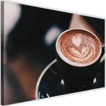 Pikturë kanavacë Coffee Latte Cup, 60x40 cm, kornizë MDF, shumëngjyrëshe