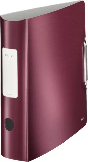 Dosje unazore Leitz Style, A4, shpinë e lakuar 8.2 cm, mbyllje me elastik, e kuqe garnet