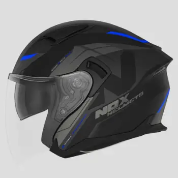 Helmetë motoçiklete Nox N130 Klint, polikarbonat, vizor kundër gërvishtjeve, gri
