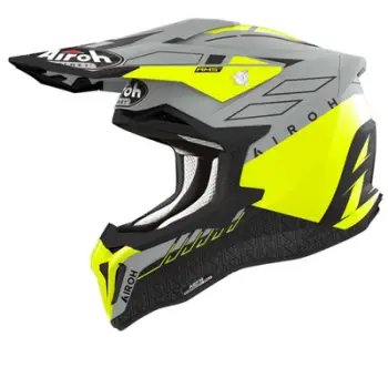 Helmetë motocross Airoh Strycker Skin, madhësia 2XL, e verdhë