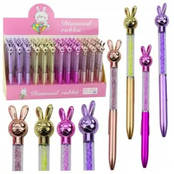 Stilolaps Rabbit Ballpoint Pen Diamonds, majë 0.7mm, bojë blu, ngjyra të përziera