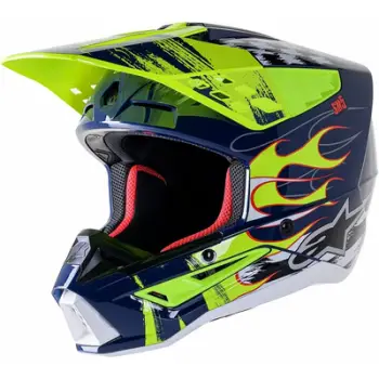 Helmetë motokrosi Alpinestars S-M5 Rash, madhësia S, ECE 22-06, blu verdhë