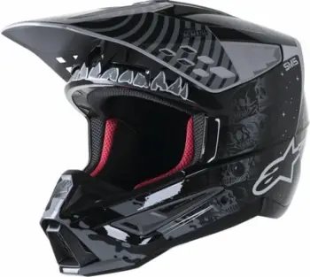 Helmetë motokrosi Alpinestars S-M5 Solar Flare, XL, certifikuar DOT ECE 22.06, zi gri ari me shkëlqim