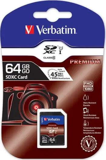 Kartë memorie SDXC Verbatim Premium 44024, 64GB, Class 10 UHS I U1