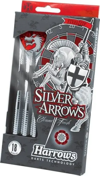 Shigjeta dart Harrows Silver Arrows Steeltip, profesionale, me majë çeliku, argjendi