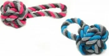 Lodër për qen Duvo+ Rope Ball, top me litar 9cm, me dorezë, shumëngjyrëshe
