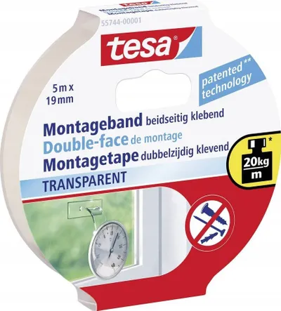 Shirit ngjitës dypalësh Tesa 55744, transparent, 19mm, 5m - 1