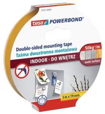 Shirit ngjitës dyanësh Tesa Powerbond, 5m, 19mm, i bardhë