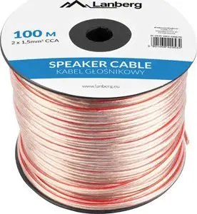 Kabllo altoparlantësh Lanberg, 2x1.5mm², 100m, transparente
