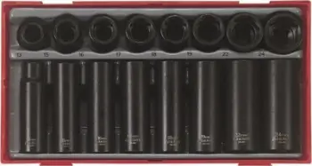 Set çelësa goditës Teng Tools, 16 copa, 1/2", në kuti plastike