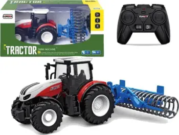 Lodër traktor bujqësor Leantoys, me telekomandë 2.4G, rrota gome, jeshile