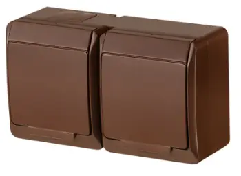 Prizë dopio mbitavoline Elektro-Plast Nasielsk GN.2X2P+Z Schuko, IP44, kafe