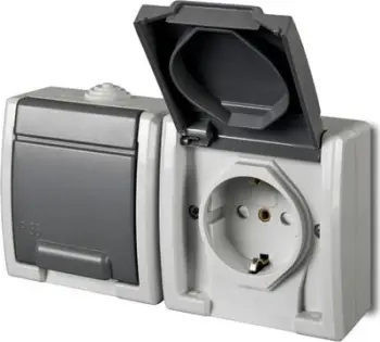Prizë dyshe Elektro-Plast AQUANT, 2x2P+E Schuko, IP55, gri