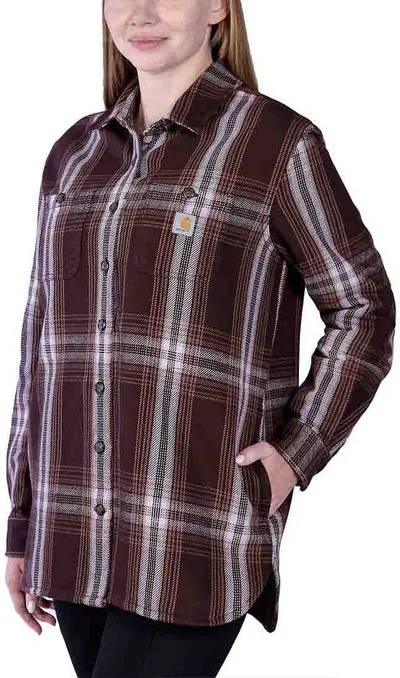 Këmishë grash Carhartt Twill Plaid, përditshme, Dark Brown White, madhësia S - 1