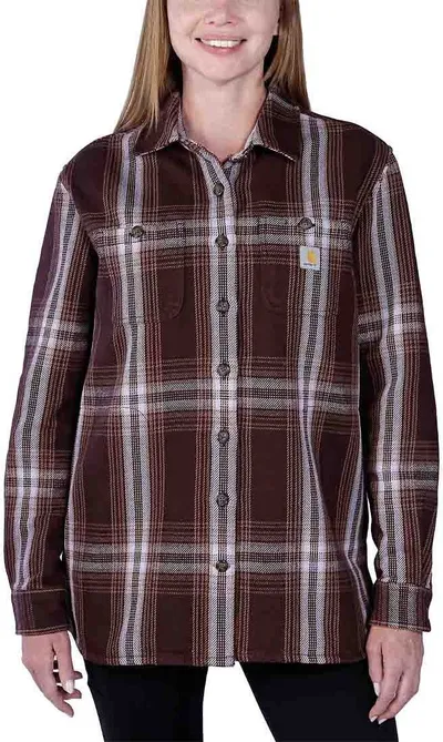 Këmishë grash Carhartt Twill Plaid, përditshme, Dark Brown White, madhësia S - 2